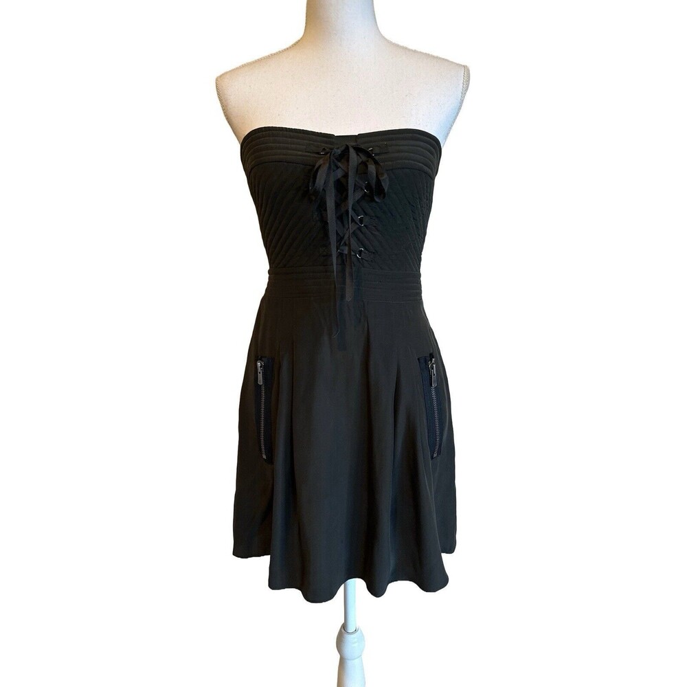 Parker Strapless Silk Corset Dress w/ Pockets – Deep Green (Looks Black)
